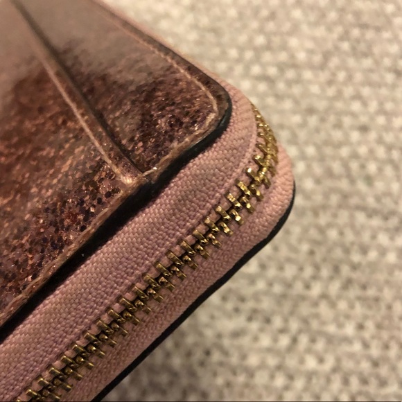 kate spade ♠️ Glitter Bug Lacey Zip-around Checkbook Wallet - chunky Rose Gold - Picture 5 of 10